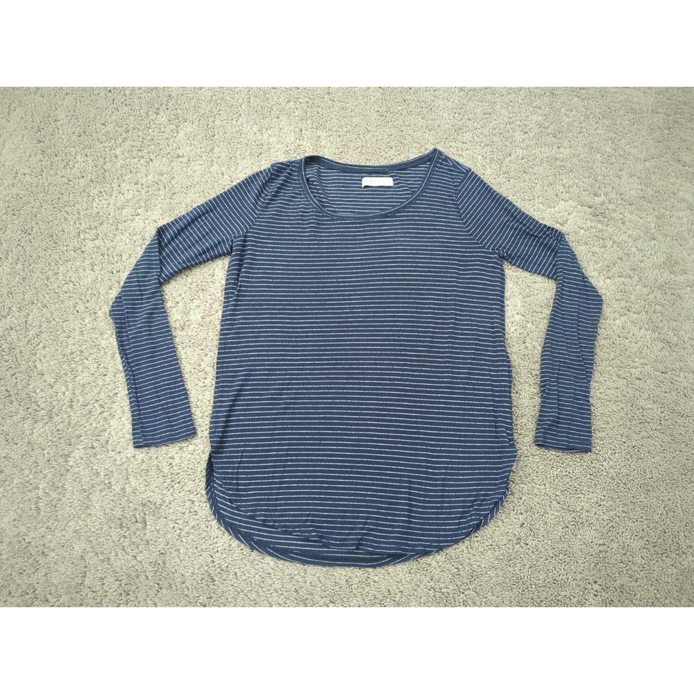 Abercrombie & Fitch Shirt Womens M Blue White Striped Long Sleeve Scoop Neck